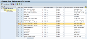 SAP IMP Screens Sequence Customizing - Data Screens