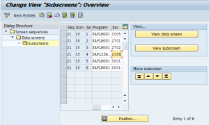 SAP IMG Screens Sequence Customizing - Sub Screens