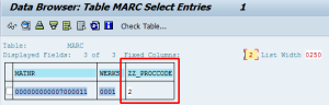 New material details in MARC table
